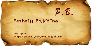 Pethely Bojána névjegykártya